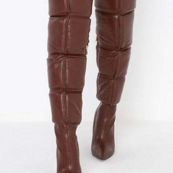AZALEA WANG NOT YOUR AVERAGE STILETTO BOOT IN BROWN - Picture 4 of 9